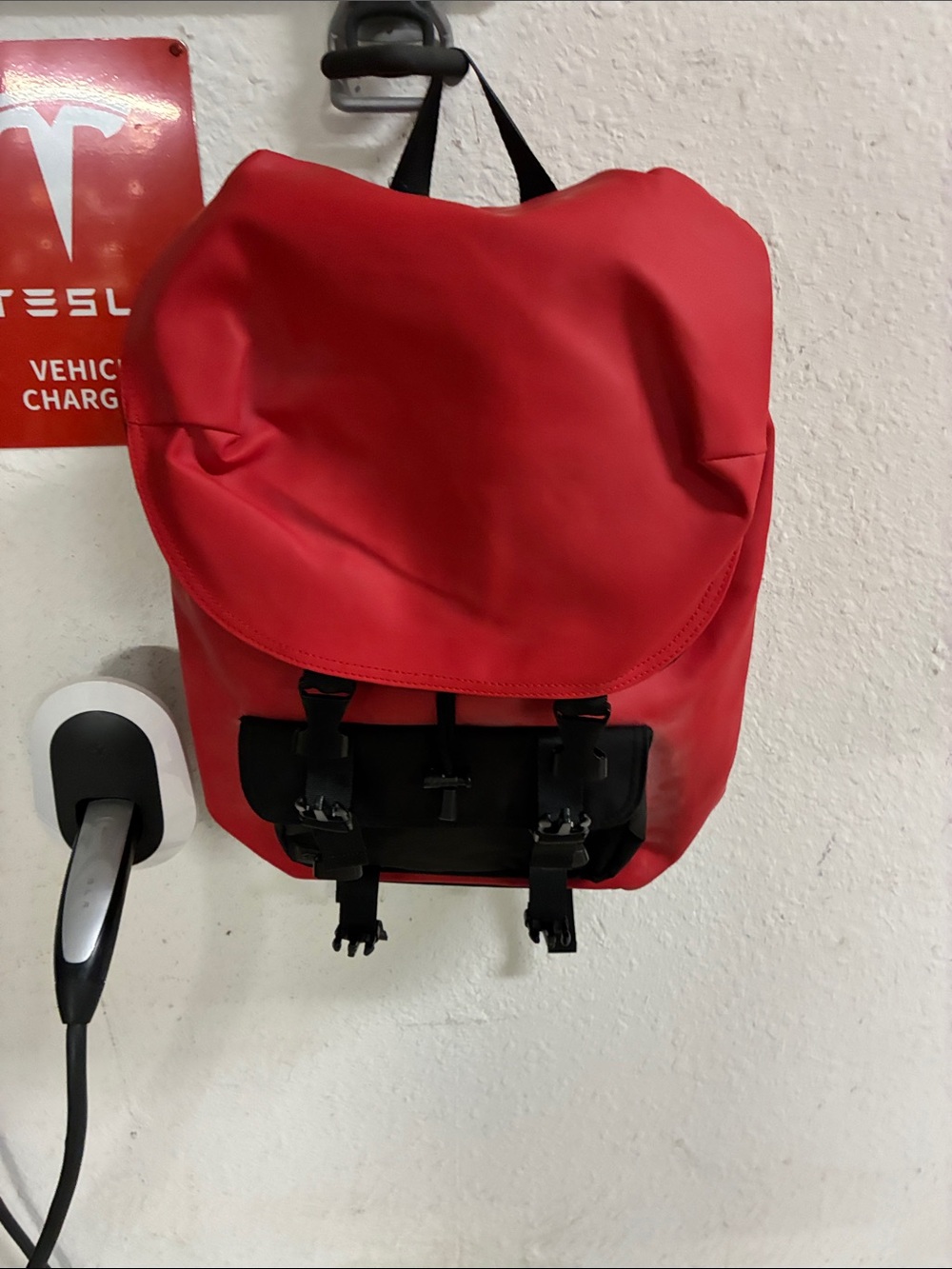 Stormtech Red Buckle-Flap Backpack with Black Trim
